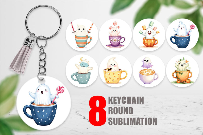Keychain Haunted Coffee Spirits Sublimation artnoy 