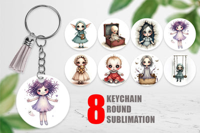 Keychain Haunted Doll Spirits Sublimation artnoy 
