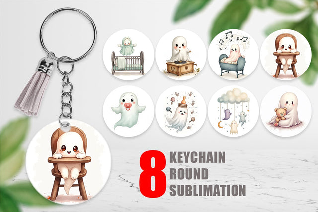 Keychain Haunted Nursery Ghosts Sublimation artnoy 