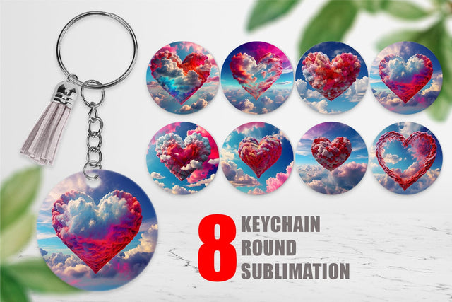 Keychain Heart Clouds Sublimation artnoy 