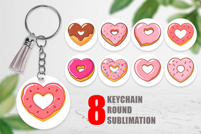 Keychain Heart Donut Sublimation artnoy 