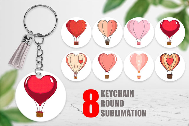 Keychain Heart Hot Air Balloon Sublimation artnoy 