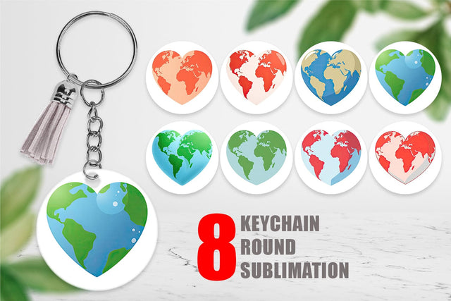Keychain Heart-Shaped Earth Sublimation artnoy 