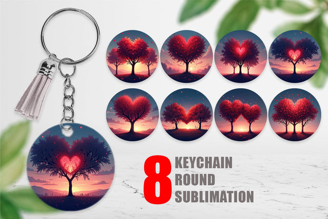 Keychain Heart Trees Sublimation artnoy 