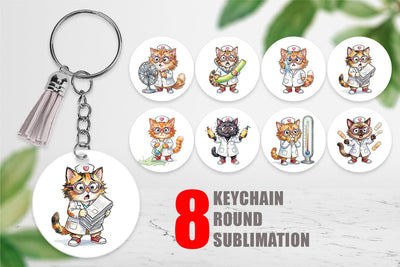 Keychain Heatwave Feline Nurse Chaos Sublimation artnoy 