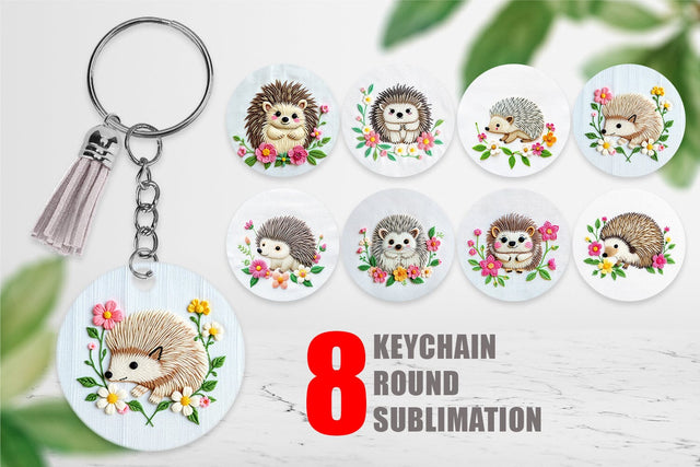 Keychain Hedgehog Embroidery Sublimation artnoy 
