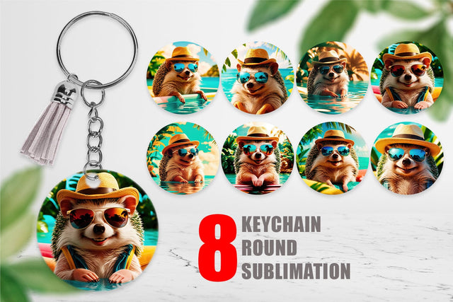 Keychain Hedgehogs in Summer Sublimation artnoy 