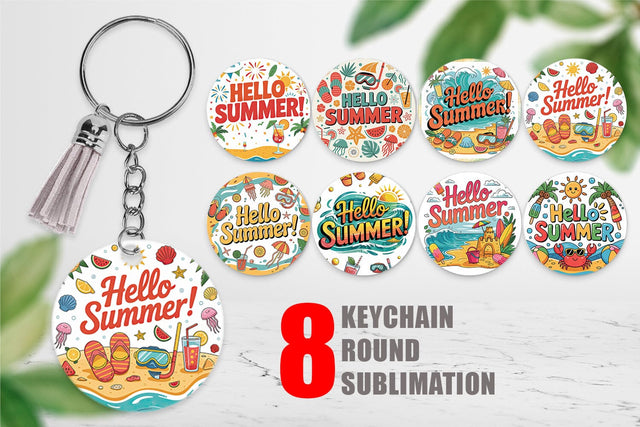 Keychain Hello Summer Bundle Sublimation Sublimation artnoy 