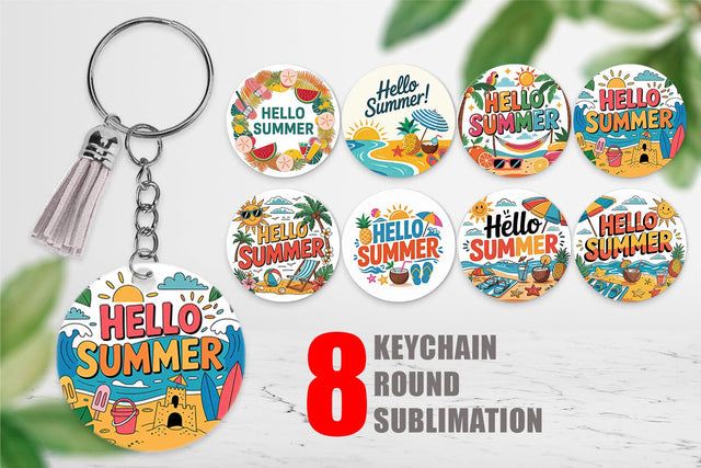 Keychain Hello Summer Bundle Sublimation Sublimation artnoy 
