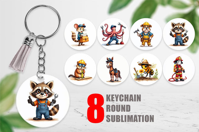 Keychain Helpful Paws Skilled Trades & Services Animal Sublimation artnoy 