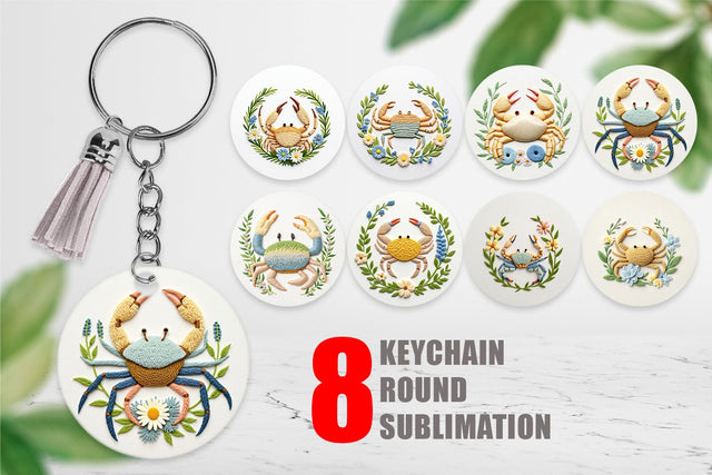 Keychain Hermit Crab Embroidery Sublimation artnoy 