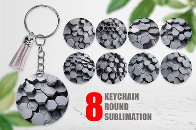 Keychain Hexagonal Grid Sublimation artnoy 