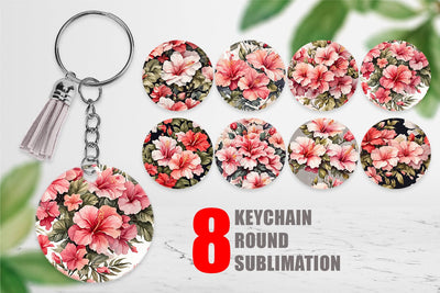 Keychain Hibiscus Pattern Sublimation artnoy 