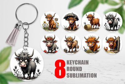 Keychain Highland Moo Sublimation artnoy 