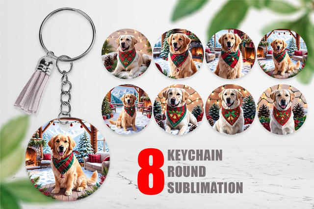 Keychain Holiday Dog Christmas Sublimation artnoy 