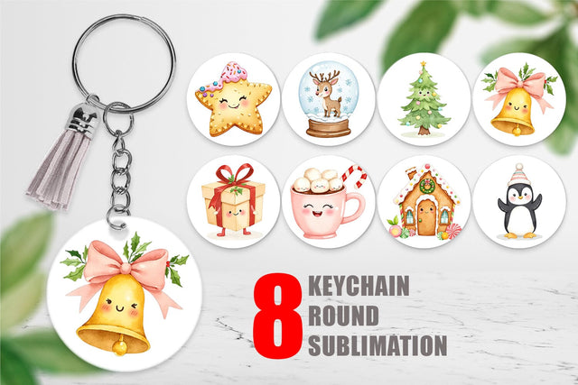 Keychain Holiday Pastel Icons Sublimation artnoy 