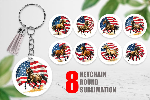 Keychain Horse 4th of July Sublimation artnoy 