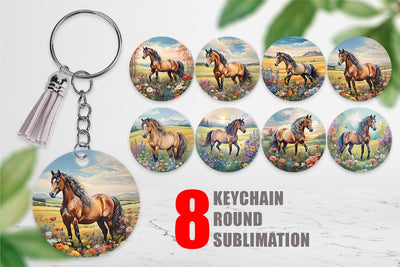 Keychain Horse and Flower Sublimation artnoy 