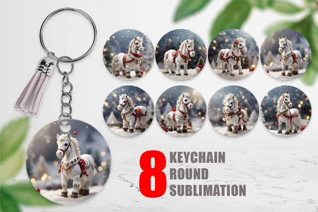 Keychain Horse Christmas Sublimation artnoy 