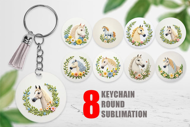 Keychain Horse Embroidery Sublimation artnoy 