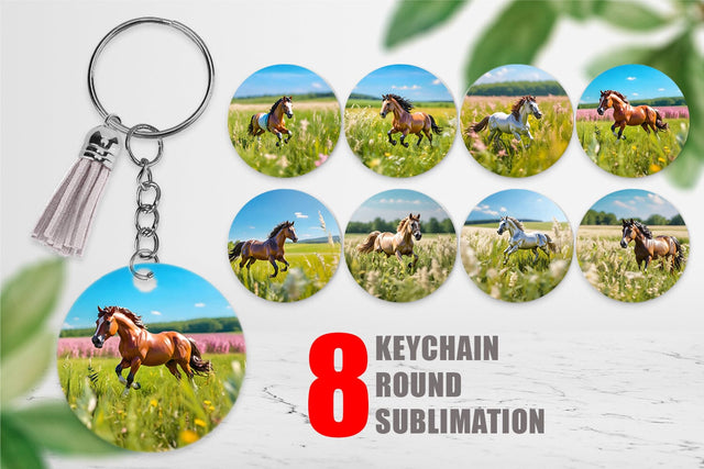 Keychain Horse on Summer Day Sublimation artnoy 