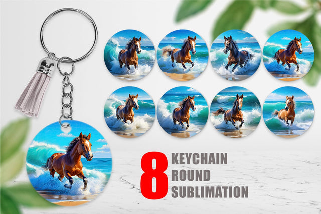 Keychain Horse Running on Beach Sublimation artnoy 