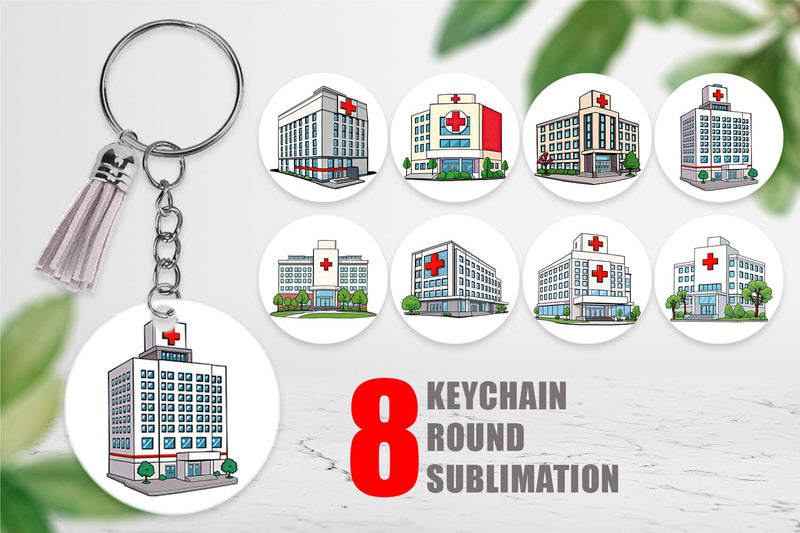 Keychain Hospital Building Sublimation artnoy 