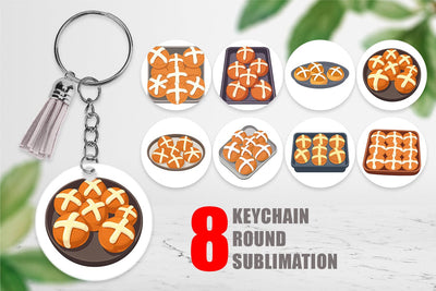 Keychain Hot Cross Buns Sublimation artnoy 