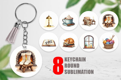 Keychain Hygge Reading Nook Sublimation artnoy 