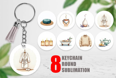 Keychain Hygge Winter Selfcare Sublimation artnoy 