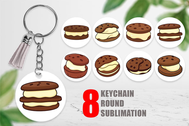 Keychain Ice Cream Cookie Sublimation artnoy 