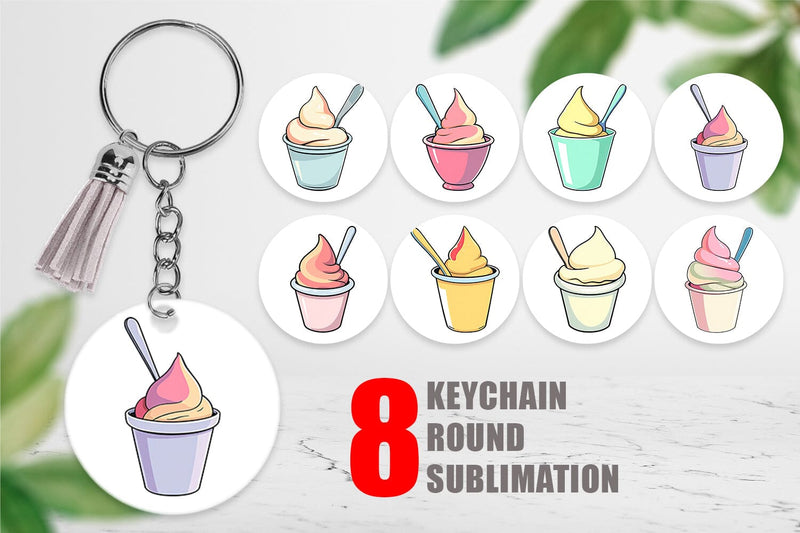Keychain Ice Cream Cup Sublimation artnoy 