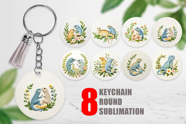 Keychain Iguana Embroidery Sublimation artnoy 