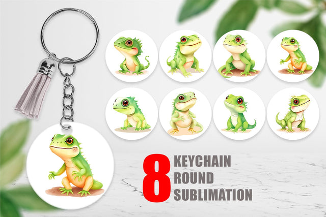 Keychain Iguana Wildlife Sublimation artnoy 