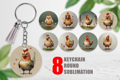Keychain Illustration Chicken Sublimation artnoy 
