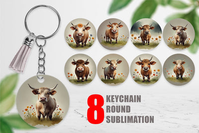 Keychain Illustration Cow Sublimation artnoy 