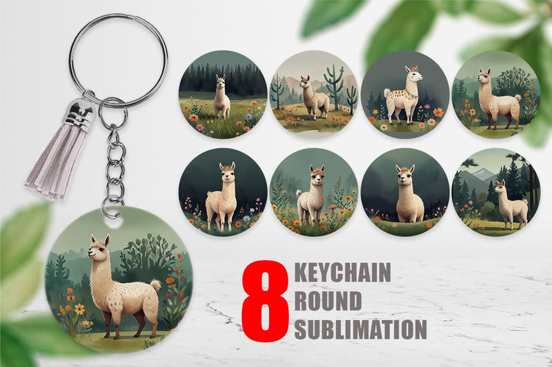 Keychain Illustration Llama Sublimation artnoy 