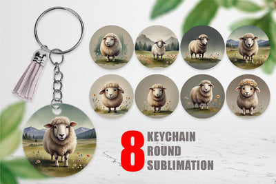 Keychain Illustration Sheep Sublimation artnoy 