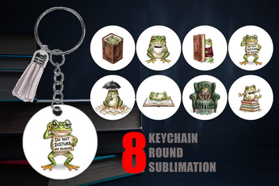Keychain Introvert Frog Dark Academia Watercolor Sublimation artnoy 