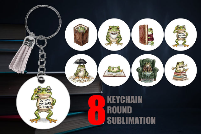 Keychain Introvert Frog Dark Academia Watercolor Sublimation artnoy 