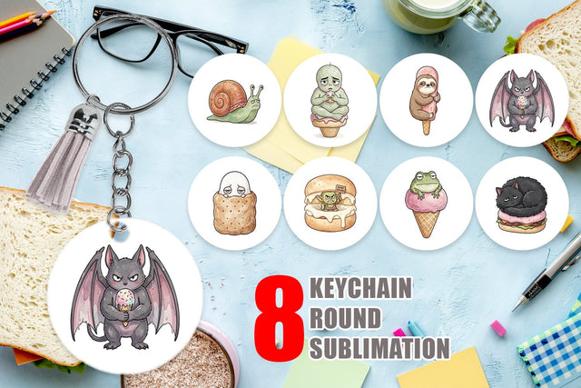 Keychain Introvert Sugar Coma Sweet Watercolor Sublimation artnoy 