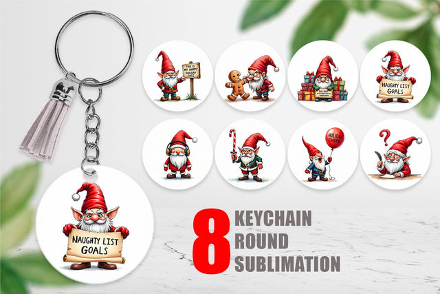 Keychain Jingle Hell: Cynical Christmas Gnome Sublimation artnoy 