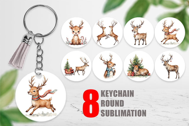 Keychain Jolly Reindeer Sublimation artnoy 