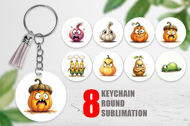 Keychain Judgmental Vegetables Sublimation artnoy 