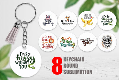 Keychain Jungle Giggles Funny Animal Valentine Puns Sublimation artnoy 