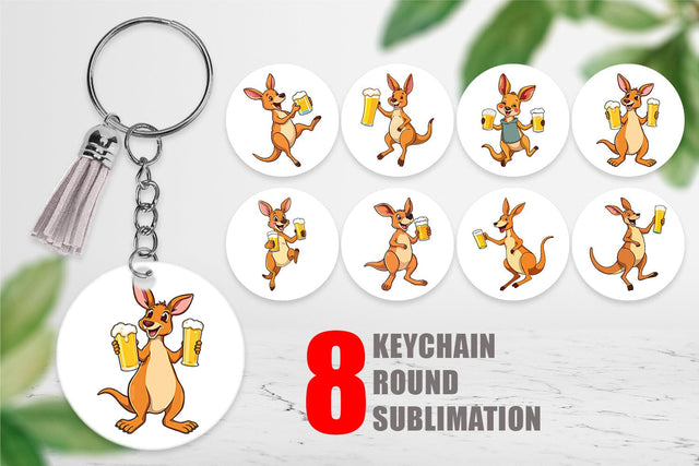 Keychain Kangaroo Beer Day Sublimation artnoy 