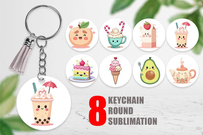 Keychain Kawaii Food Sips Sublimation artnoy 