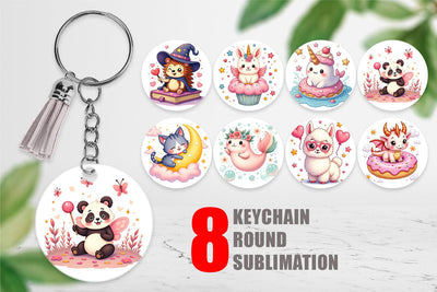 Keychain Kawaii Magic Critters Sublimation artnoy 