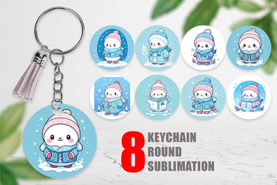 Keychain Kawaii Winter Sublimation artnoy 