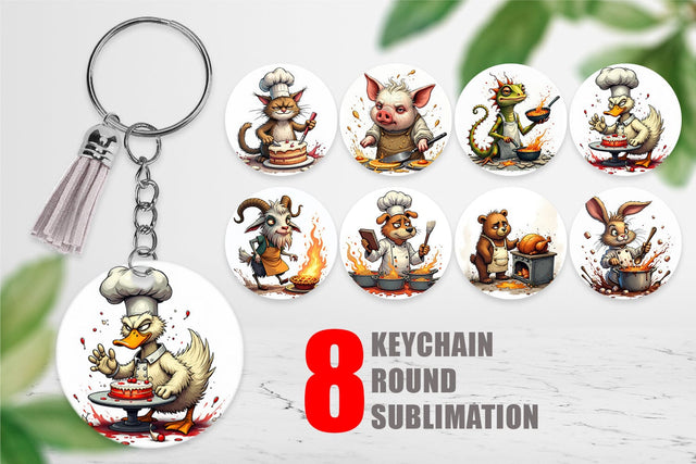 Keychain Kitchen Chaos Critter Sublimation artnoy 